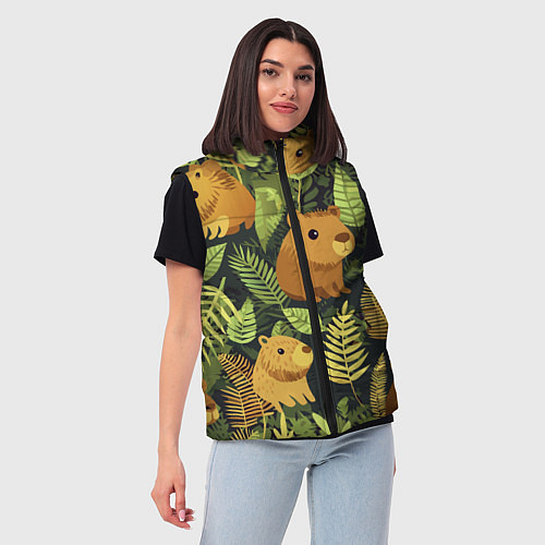 Женский жилет Капибары - лесной маскировочный камуфляж / 3D-Черный – фото 3