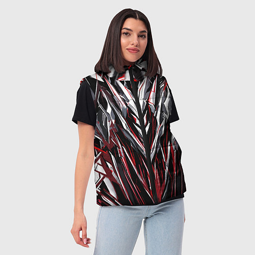 Женский жилет Острый металл красный / 3D-Черный – фото 3