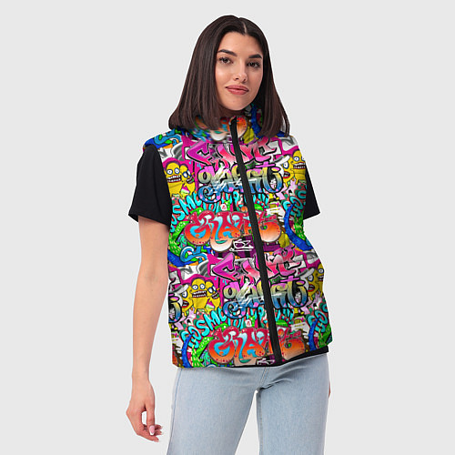 Женский жилет Graffiti funny / 3D-Черный – фото 3