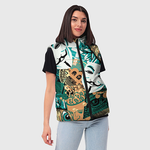 Женский жилет Криптавалюта с маской Виндетта / 3D-Черный – фото 3