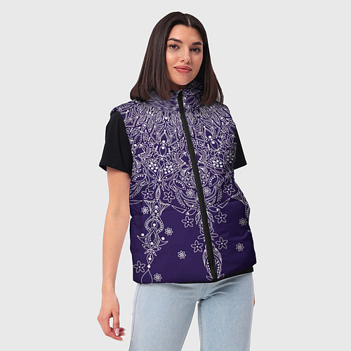 Женский жилет Фиолетовый узоры мандала / 3D-Черный – фото 3