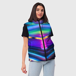 Женский жилет Неоновые линии платформы, цвет: 3D-красный — фото 2