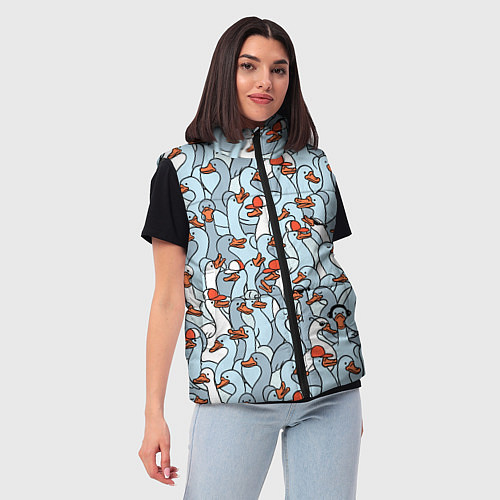Женский жилет Стадо гусей серо-голубых / 3D-Красный – фото 3