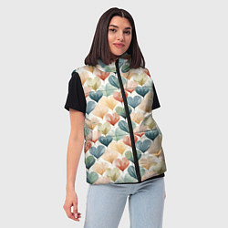 Женский жилет Разноцветные нарисованные сердечки, цвет: 3D-черный — фото 2