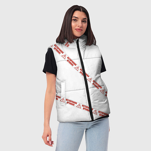 Женский жилет Осторожно хрупкое / 3D-Черный – фото 3