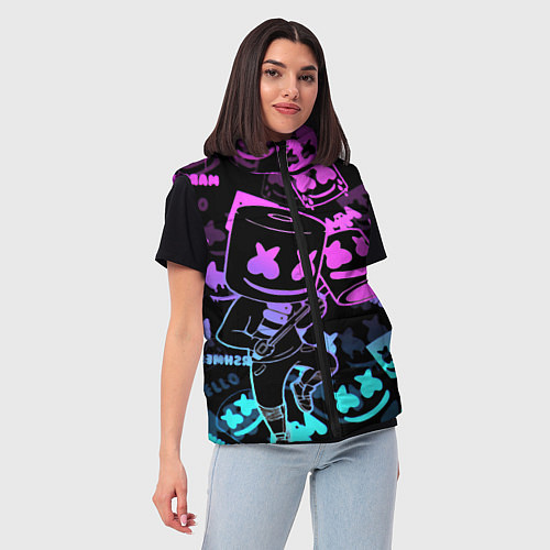 Женский жилет Marshmello neon pattern / 3D-Черный – фото 3
