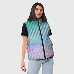 Женский жилет Голографический эффект светлых тонов полос, цвет: 3D-светло-серый — фото 2