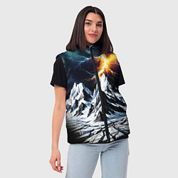 Женский жилет Молнии и горы, цвет: 3D-светло-серый — фото 2