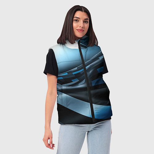 Женский жилет Черно-синий абстрактный спортивный стиль / 3D-Черный – фото 3