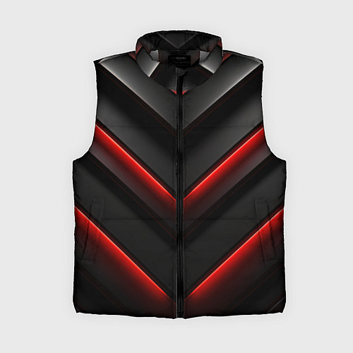 Женский жилет Красное свечение на черном / 3D-Светло-серый – фото 1