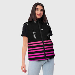 Женский жилет Lil Peep розовые полосы, цвет: 3D-черный — фото 2