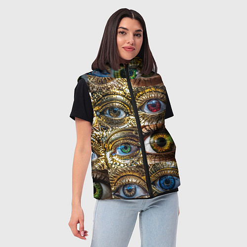 Женский жилет Металлические глаза в стиле стимпанк / 3D-Черный – фото 3