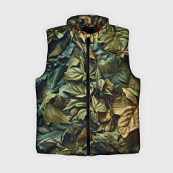Женский жилет Реалистичный камуфляж из листьев, цвет: 3D-красный
