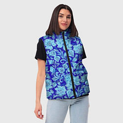 Женский жилет Узоры гжель на темно синем фоне, цвет: 3D-черный — фото 2