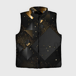 Женский жилет Золотые ромбы на черной абстракции, цвет: 3D-светло-серый