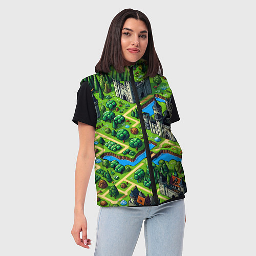 Женский жилет Heroes of Might and Magic - pixel map / 3D-Черный – фото 3