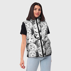 Женский жилет Ahegao узор, цвет: 3D-черный — фото 2
