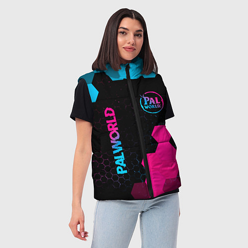 Женский жилет Palworld - neon gradient вертикально / 3D-Черный – фото 3