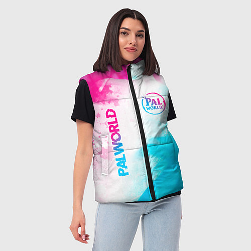 Женский жилет Palworld neon gradient style вертикально / 3D-Черный – фото 3