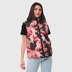 Женский жилет Розовый камуфляж из котов, цвет: 3D-черный — фото 2