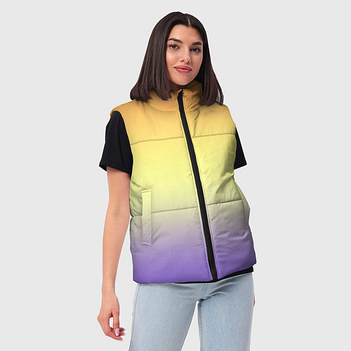Женский жилет Градиент жёлто-сиреневый светлый / 3D-Черный – фото 3