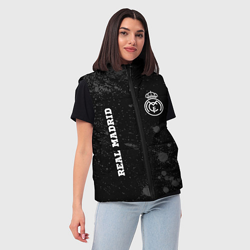 Женский жилет Real Madrid sport на темном фоне вертикально / 3D-Черный – фото 3