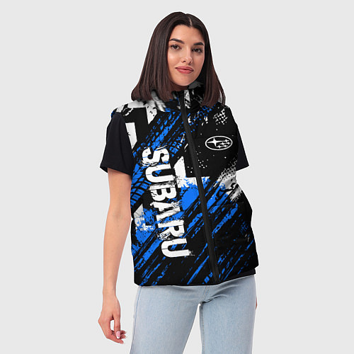 Женский жилет Subaru - sport style / 3D-Черный – фото 3