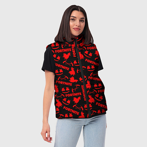Женский жилет Fortnite pattern logo marshmello / 3D-Светло-серый – фото 3