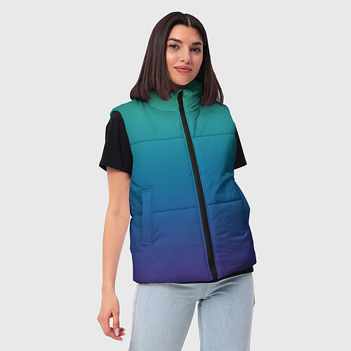 Женский жилет Градиент зелёно-фиолетовый / 3D-Черный – фото 3