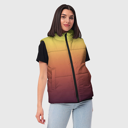 Женский жилет Градиент приглушённый жёлто-бордовый / 3D-Черный – фото 3