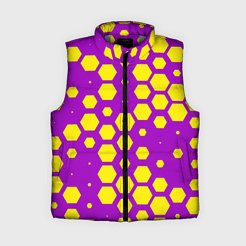 Женский жилет Желтые соты на фиолетовом фоне / 3D-Светло-серый – фото 1