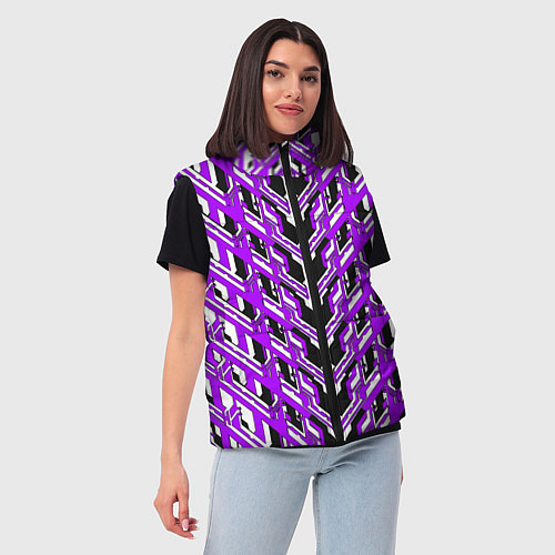 Женский жилет Фиолетовая техно броня / 3D-Светло-серый – фото 3