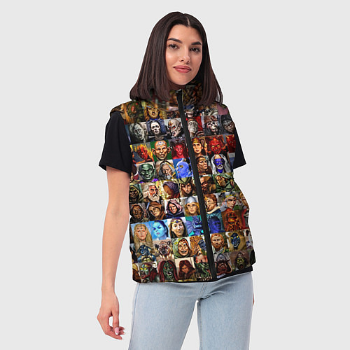 Женский жилет Портреты всех героев / 3D-Черный – фото 3
