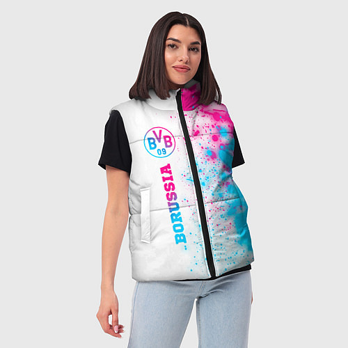 Женский жилет Borussia neon gradient style по-вертикали / 3D-Черный – фото 3