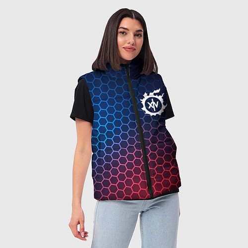 Женский жилет Final Fantasy неоновые соты / 3D-Черный – фото 3