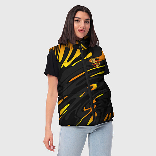 Женский жилет Porsche - Желтые разводы / 3D-Черный – фото 3