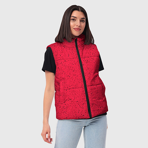 Женский жилет Карминово-красный текстура / 3D-Черный – фото 3