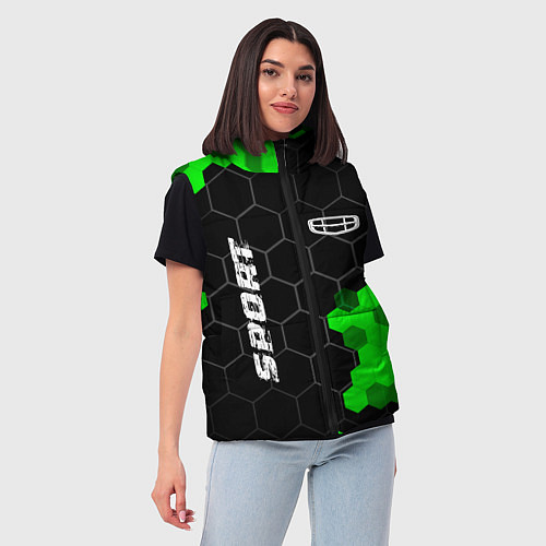 Женский жилет Geely green sport hexagon / 3D-Черный – фото 3