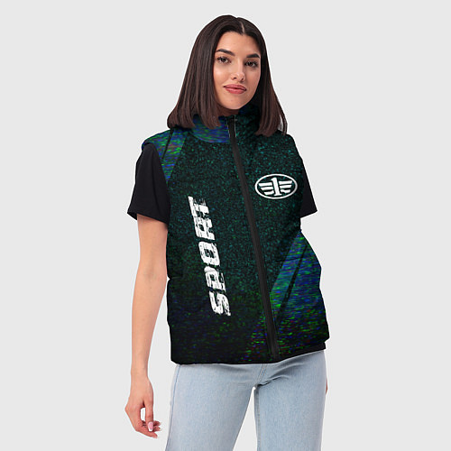 Женский жилет FAW sport glitch blue / 3D-Черный – фото 3