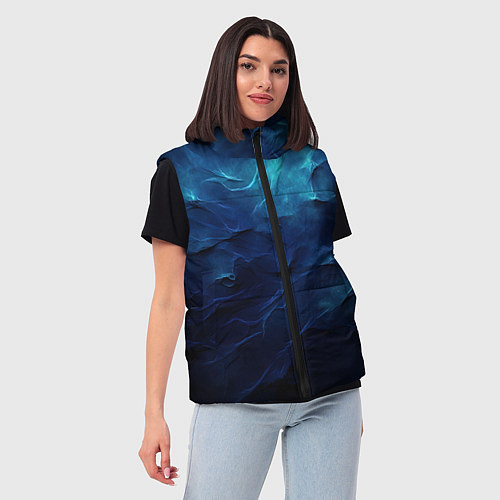 Женский жилет Абстрактные волны глубины / 3D-Черный – фото 3