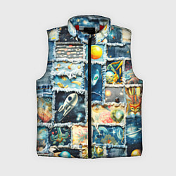 Женский жилет Космические обитатели - пэчворк