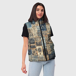 Женский жилет Татуировки племени майя пэчворк, цвет: 3D-черный — фото 2
