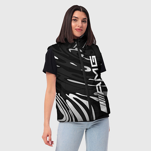 Женский жилет Мерседес АМГ - белые волны / 3D-Светло-серый – фото 3