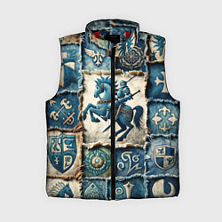 Женский жилет Рыцарь на пэчворк дениме