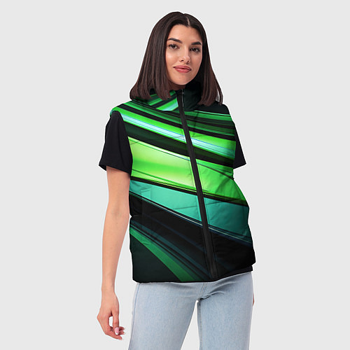 Женский жилет Абстрактные геометрические плавные линии минимализ / 3D-Черный – фото 3