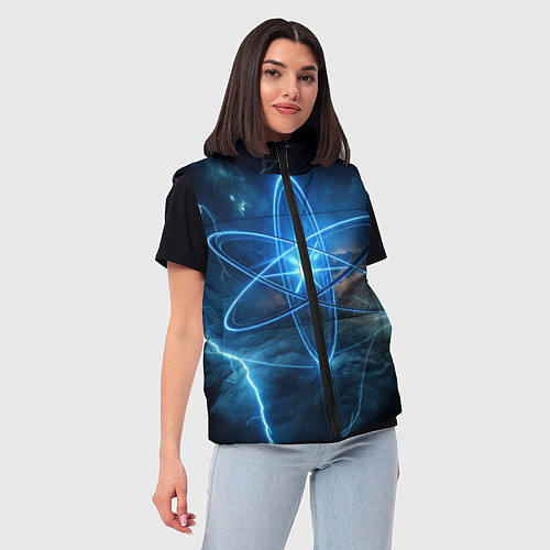 Женский жилет Светящийся атом и молнии / 3D-Черный – фото 3