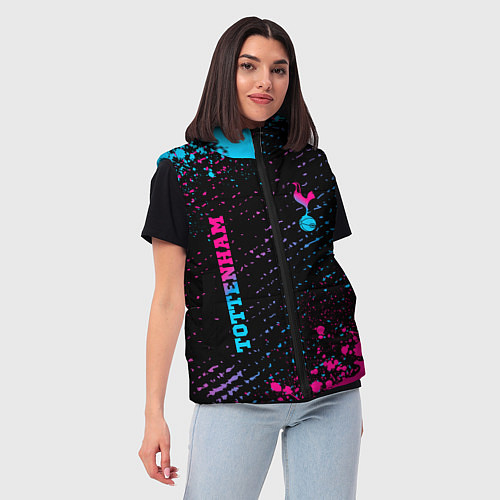Женский жилет Tottenham - neon gradient вертикально / 3D-Черный – фото 3