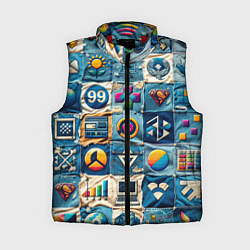 Женский жилет Пэчворк деним из девяностых, цвет: 3D-красный