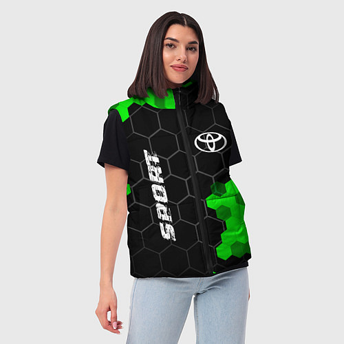 Женский жилет Toyota green sport hexagon / 3D-Черный – фото 3