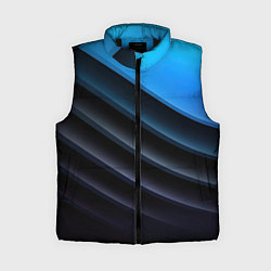 Женский жилет Геометрическая синяя абстракция на черном фоне мин, цвет: 3D-черный